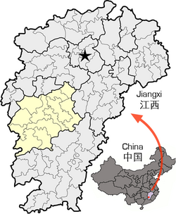 Ji’anin sijainti Kiinan Jiangxin maakunnassa