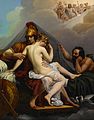 ο εξαπατημένος Ήφαιστος «πιάνει στα πράσα» τον Άρη και την Αφροδίτη. (1827) του Alexandre Charles Guillemot