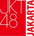 Logo JKT48 dengan tulisan "JAKARTA" yang berputar ke kiri 90 derajat di samping kanannya (sejak 2011)
