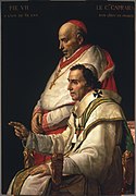 Pintura sobre la base de un detalle de esta obra de arte, que muestra Papa Pío VII