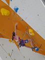 Jessica Pilz v semifinále ME 2013 v lezení na obtížnost v Chamonix