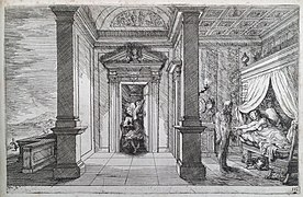 Morpheus appears to Alcyone deur Bauer vir Ovidius se Metamorfoses Boek XI, 633–676.