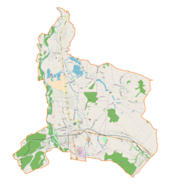 Mapa konturowa gminy Kęty, na dole po prawej znajduje się punkt z opisem „Bulowice”