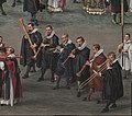 Image 34Musicians from 'Procession in honour of Our Lady of Sablon in Brussels.' Early 17th-century Flemish alta cappella. From left to right: bass dulcian, alto shawm, treble cornett, soprano shawm, alto shawm, tenor sackbut. (from Renaissance music)