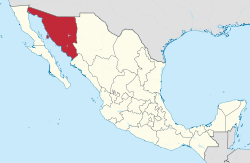 ที่ตั้งของรัฐโซโนราในประเทศเม็กซิโก