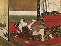 איור שונגה שמקורו ביפן, שנת 1750; איור זה הוא חלק מסדרה של 24 איורים אירוטיים שונים