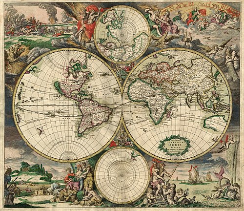 Wereldkaart van Gerrit van Schagen uit 1689.