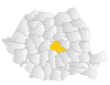 Map of Romania highlighting Braşov County