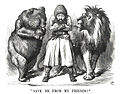 Image 3Political cartoon depicting the Afghan Emir Sher Ali with the rival "friends" the Russian Bear and British Lion (1878) (from History of Asia)