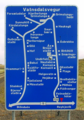 The typeface is in use on Icelandic road signs. This example shows the locations of villages and farms in a rural area of the country.