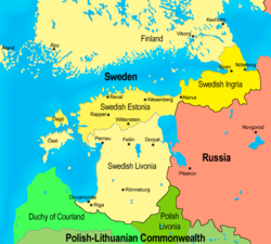 Baltic provinces of امپراتوری سوئد در قرن ۱۷.