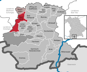 Li position de Saulgrub in li Subdistrict Garmisch-Partenkirchen