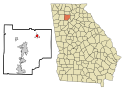 Location in Cherokee County and the state of جارجیا (امریکی ریاست)