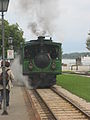 Die Dampflokomotive kurz vor der Abfahrt in Prien-Stock