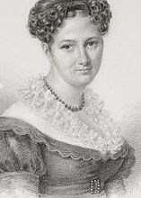 Henriette Seyler (1805–75), daughter of Berenberg Bank head and co-owner L.E. Seyler and Anna Henriette Gossler, and wife of the Norwegian industrialist Benjamin Wegner. Drawn by her sister Molly in 1827.