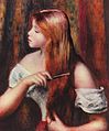 La bildo "Kombanta sin knabino" (france Jeune fille coiffant ses cheveuxx') de Pierre-Auguste Renoir el 1894