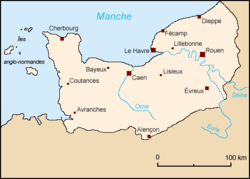 مرزهای تاریخی نورماندی در شمال‌غربی فرانسه امروزی و جزایر مانش