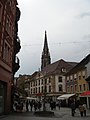 The bell tower dominates the skyline of Mulhouse