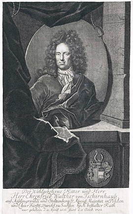 Ehrenfried Walther von Tschirnhaus (rytina Martina Bernigerotha po roce 1708)