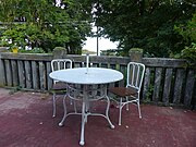 Metal dining table and chairs on the terrace