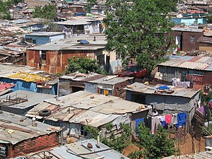 A shanty town on the outskirts of Soweto, South Africa.