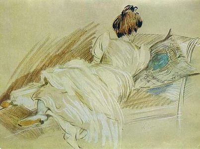 On the sofa, pastel, 1899