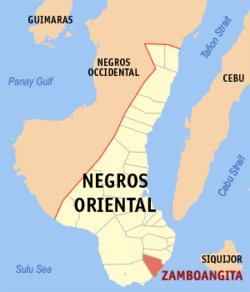 Mapa de Negros Oriental con Zamboanguita resaltado