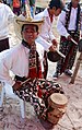 A Rotenese drummer with traditional hat