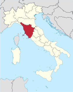 Toscanas placering i Italien