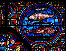 파리에 있는 샤르트르 대성당에서 표현된 물고기자리