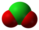Modello 3D Van der Waals di uno ione clorito (ClO2−)