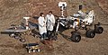 Image 9 Mars rovers Photograph: NASA Two Jet Propulsion Laboratory engineers stand with three vehicles, providing a size comparison of three generations of Mars rovers. Front and center is the flight spare for the first Mars rover, Sojourner, which landed on Mars in 1997 as part of the Mars Pathfinder Project. On the left is a Mars Exploration Rover test vehicle, a working sibling to Spirit and Opportunity, which landed on Mars in 2004. On the right is a test rover for the Mars Science Laboratory, which landed Curiosity on Mars in 2012. More selected pictures