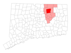 Location in Tolland County, کنیکٹیکٹ