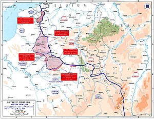 Saksalaisten hyökkäystä kuvaava kartta.