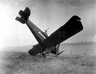 Two-seat German Hannover biplane forced down near Cierges