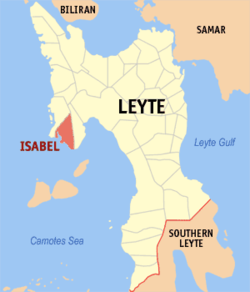 Mapa ning Leyte ampong Isabel ilage