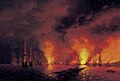 Slaget ved Sinop. Maleri fra Krimkrigen af Ivan Konstantinovič Ajvazovskij