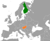 Location map for Finland and Hungary.