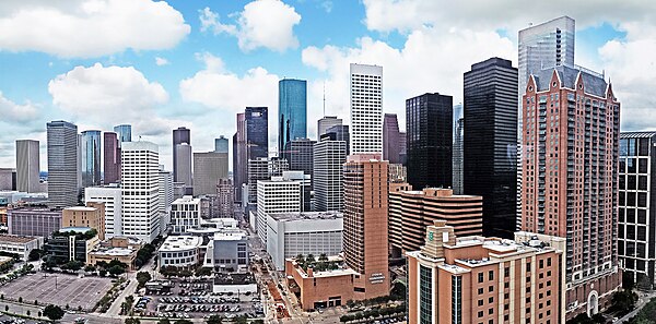 The eastern view of Downtown Houston