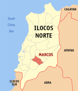 Mapa ning Ilocos Norte ampong Marcos ilage