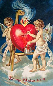 A valentine from 1909. The tradition of sending messages of love on February 14, Valentine's Day, dates back to the 14th century.