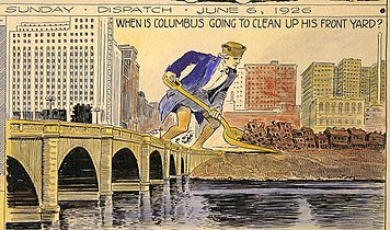 Billy Ireland cartoon for the Columbus Dispatch in 1926, urging more prompt redevelopment