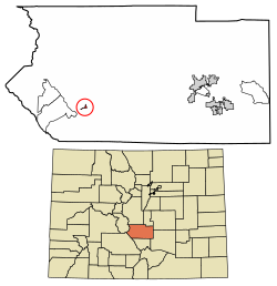 Location of the Cotopaxi CDP in Fremont County, Colorado.