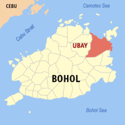 Map of Bohol with Ubay highlighted