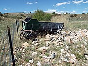 Abandoned wagon by the ruins of the Massicks Stage Stop and Post Office