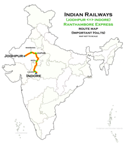 Ranthambore Express (Jodhpur–Indore) route map