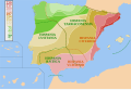 Image 45Map of Spain and Portugal showing the conquest of Hispania from 220 B.C. to 19 B.C. and provincial borders. It is based on other maps; the territorial advances and provincial borders are illustrative. (from History of Portugal)