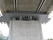 The southern riverside concrete pier with reaction plate viewed from the north side