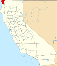 Map of California highlighting Del Norte County