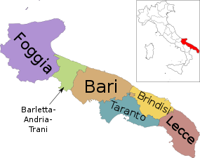 Mapa da Apúlia e das suas províncias